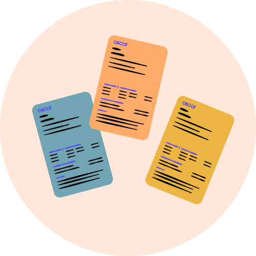 illustration of three Oscar insurance cards