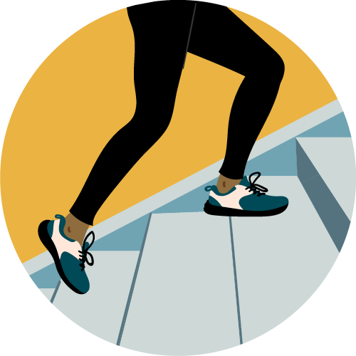 illustration of someone walking up steps