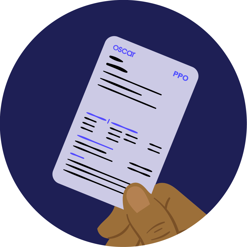Image of hand holding Oscar insurance card that reads "PPO"